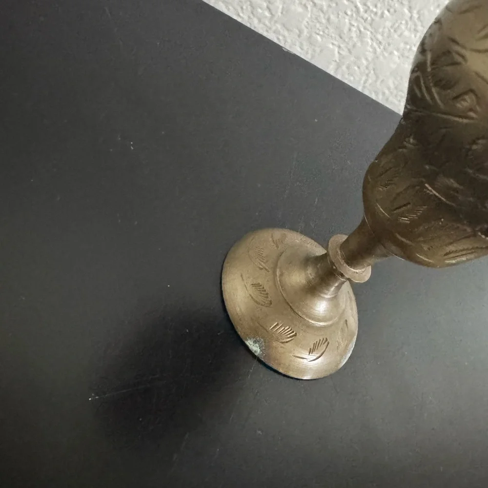 Brass Ornate Ruffled Flower Vase